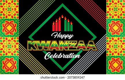 Happy Kwanzaa Celebration. Is an annual celebration of African-American culture which is held from December 26 to January 1. African American cultures festival. Vector illustration EPS 10.