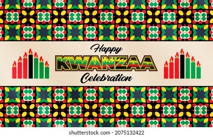 Happy Kwanzaa Celebration. Is an annual celebration of African-American culture which is held from December 26 to January 1. African American cultures festival. Vector illustration EPS 10.