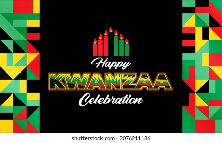 Happy Kwanzaa Celebration. Is an annual celebration of African-American culture which is held from December 26 to January 1. African American cultures festival. Vector illustration EPS 10.