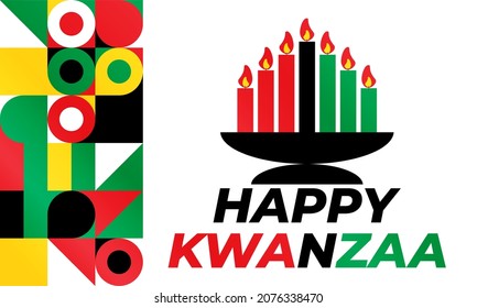 Happy Kwanzaa Celebration. Is an annual celebration of African-American culture which is held from December 26 to January 1. African American cultures festival. Vector illustration EPS 10.