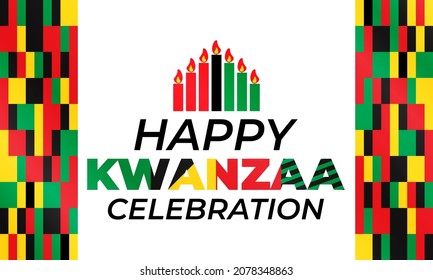 Happy Kwanzaa Celebration. Is an annual celebration of African-American culture which is held from December 26 to January 1. African American cultures festival. Vector illustration EPS 10.