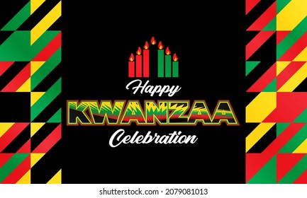 Happy Kwanzaa Celebration. Is an annual celebration of African-American culture which is held from December 26 to January 1. African American cultures festival. Vector illustration EPS 10.