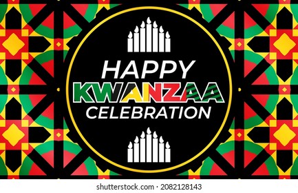 Happy Kwanzaa Celebration. Is an annual celebration of African-American culture which is held from December 26 to January 1. African American cultures festival. Vector illustration EPS 10.