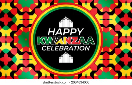 Happy Kwanzaa Celebration. Is an annual celebration of African-American culture which is held from December 26 to January 1. African American cultures festival. Vector illustration EPS 10.