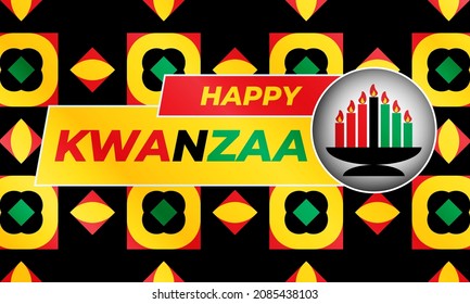 Happy Kwanzaa Celebration. Is an annual celebration of African-American culture which is held from December 26 to January 1. African American cultures festival. Vector illustration EPS 10.