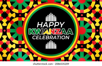 Happy Kwanzaa Celebration. Is an annual celebration of African-American culture which is held from December 26 to January 1. African American cultures festival. Vector illustration EPS 10.