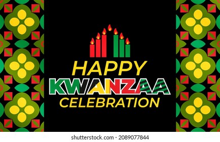 Happy Kwanzaa Celebration. Is an annual celebration of African-American culture which is held from December 26 to January 1. African American cultures festival. Vector illustration EPS 10.