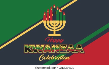 Happy Kwanzaa Celebration. Is an annual celebration of African-American culture which is held from December 26 to January 1. African American cultures festival. Vector illustration EPS 10.