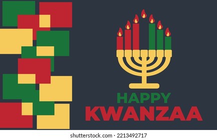 Happy Kwanzaa Celebration. Is an annual celebration of African-American culture which is held from December 26 to January 1. African American cultures festival. Vector illustration EPS 10.