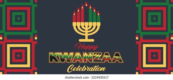 Happy Kwanzaa Celebration. Is an annual celebration of African-American culture which is held from December 26 to January 1. African American cultures festival. Vector illustration EPS 10.