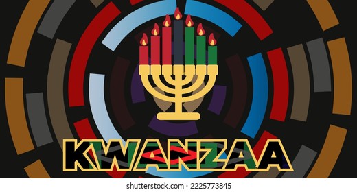 Happy Kwanzaa Celebration. Is an annual celebration of African-American culture which is held from December 26 to January 1. African American cultures festival. Vector illustration EPS 10.