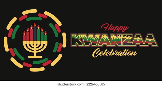 Happy Kwanzaa Celebration. Is an annual celebration of African-American culture which is held from December 26 to January 1. African American cultures festival. Vector illustration EPS 10.