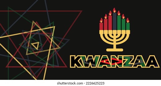 Happy Kwanzaa Celebration. Is an annual celebration of African-American culture which is held from December 26 to January 1. African American cultures festival. Vector illustration EPS 10.