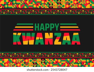 Feliz fundo de celebração do Kwanzaa, poster ou modelo de design de banner. celebração anual da cultura afro-americana de 26 de dezembro a 1 de janeiro. Conceito de férias.