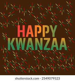 Happy Kwanzaa celebration banner with candles. Vector illustration of Kwanzaa. Holiday african symbols with lettering on  colorful background. eps 10