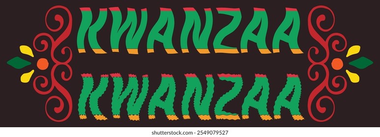 Happy Kwanzaa celebration banner with candles. Vector illustration of Kwanzaa. Holiday african symbols with lettering on  colorful background. eps 10