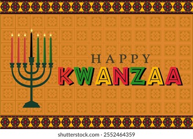 Feliz Kwanzaa. Diseño de celebración de Kwanzaa con siete velas. Ilustración vectorial.