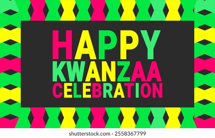 Happy Kwanzaa celebration vector illustration . Holiday concept. suitable for placard, background, Greeting Card, Poster design template with text inscription, standard Social Media Post.