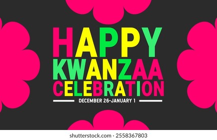 Happy Kwanzaa celebration vector illustration . Holiday concept. suitable for placard, background, Greeting Card, Poster design template with text inscription, standard Social Media Post.