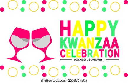 Happy Kwanzaa celebration vector illustration . Holiday concept. suitable for placard, background, Greeting Card, Poster design template with text inscription, standard Social Media Post.