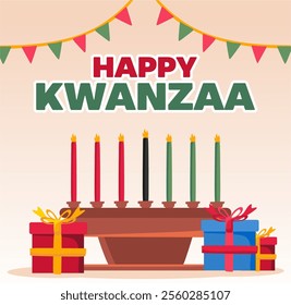 happy kwanzaa day with kwanzaa candles