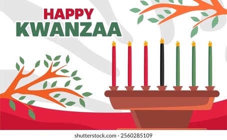 happy kwanzaa day with kwanzaa candles