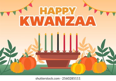 happy kwanzaa day with kwanzaa candles