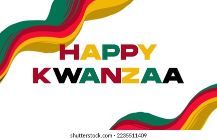 Happy Kwanzaa Day. With Fluid wavy frame border and white background. Black history. Poster, card, banner and background. Vector