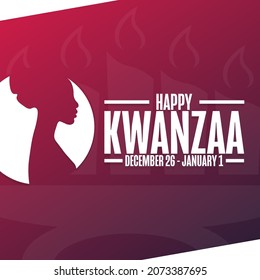 Happy Kwanzaa. December 26 - January 1. Holiday concept. Template for background, banner, card, poster with text inscription. Vector EPS10 illustration