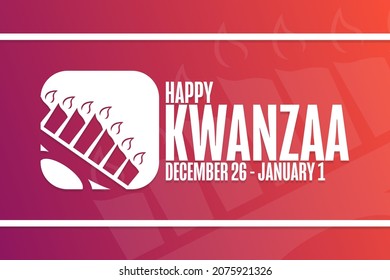 Happy Kwanzaa. December 26 - January 1. Holiday concept. Template for background, banner, card, poster with text inscription. Vector EPS10 illustration