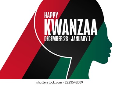 Happy Kwanzaa. December 26 - January 1. Holiday concept. Template for background, banner, card, poster with text inscription. Vector EPS10 illustration