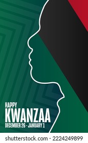 Happy Kwanzaa. December 26 - January 1. Holiday concept. Template for background, banner, card, poster with text inscription. Vector EPS10 illustration