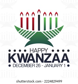 Feliz Kwanzaa. 26 de diciembre - 1 de enero. Ilustración vectorial. Afiche de vacaciones