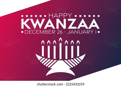 Happy Kwanzaa. December 26 - January 1. Vector illustration. Holiday poster