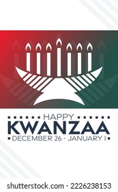 Happy Kwanzaa. December 26 - January 1. Vector illustration. Holiday poster