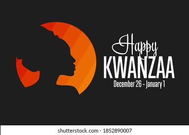 Happy Kwanzaa. December 26 until January 1. Holiday concept. Template for background, banner, card, poster with text inscription. Vector EPS10 illustration