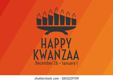 Happy Kwanzaa. December 26 until January 1. Holiday concept. Template for background, banner, card, poster with text inscription. Vector EPS10 illustration