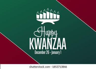 Happy Kwanzaa. December 26 until January 1. Holiday concept. Template for background, banner, card, poster with text inscription. Vector EPS10 illustration