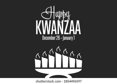 Happy Kwanzaa. December 26 until January 1. Holiday concept. Template for background, banner, card, poster with text inscription. Vector EPS10 illustration