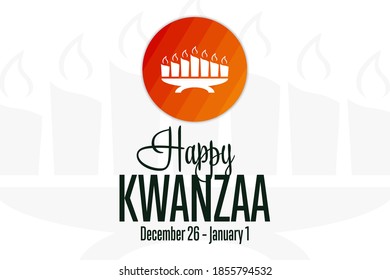 Happy Kwanzaa. December 26 until January 1. Holiday concept. Template for background, banner, card, poster with text inscription. Vector EPS10 illustration