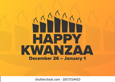 Happy Kwanzaa. December 26 until January 1. Holiday concept. Template for background, banner, card, poster with text inscription. Vector EPS10 illustration