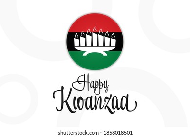 Happy Kwanzaa. December 26 until January 1. Holiday concept. Template for background, banner, card, poster with text inscription. Vector EPS10 illustration