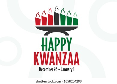 Happy Kwanzaa. December 26 until January 1. Holiday concept. Template for background, banner, card, poster with text inscription. Vector EPS10 illustration