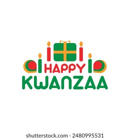 Happy Kwanzaa decorative design, Candles, Gifts