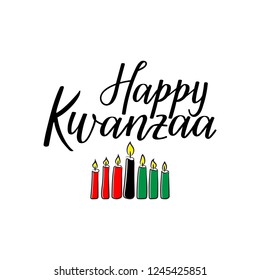 Happy Kwanzaa decorative greeting card. Vector illustration. Lettering