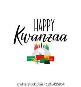 Happy Kwanzaa decorative greeting card. Vector illustration. Lettering