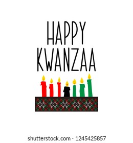 Happy Kwanzaa decorative greeting card. Vector illustration. Lettering