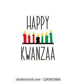 Happy Kwanzaa decorative greeting card. Vector illustration. Lettering