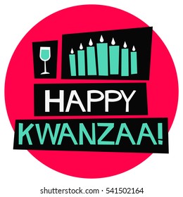 Happy Kwanzaa (Flat Style Vector Illustration Holiday Quote Poster Design)