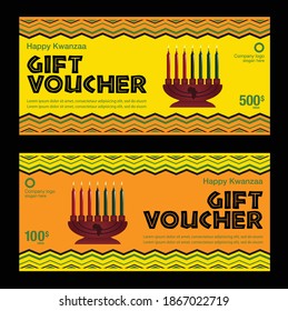 Happy Kwanzaa Gift Voucher discount template. Vector illustration.